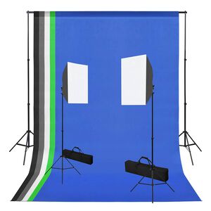 vidaXL Kit studio foto cu lumini modelatoare și fundaluri