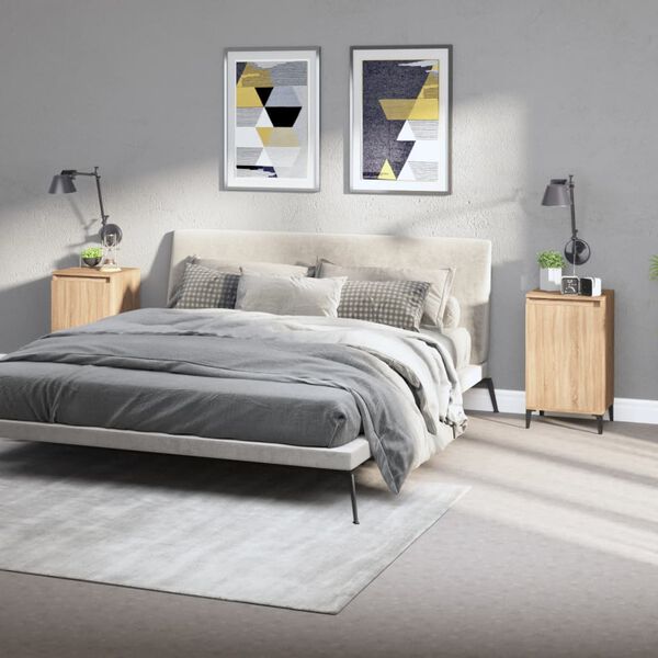 vidaXL Noptiere, 2 buc., stejar sonoma, 40x35x70 cm, lemn prelucrat