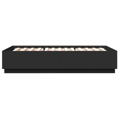 vidaXL Cadru de pat cu lumini LED, negru, 140x200 cm, lemn prelucrat
