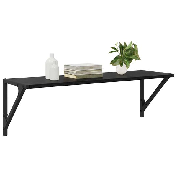vidaXL Șemele de perete cu raft 2 pcs Stejar Negru 80 x 25 x 25,5 cm