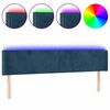 vidaXL Tăblie de pat cu LED, albastru &icirc;nchis, 203x16x78/88 cm, catifea