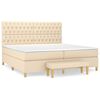 vidaXL Pat box spring cu saltea, crem, 200x200 cm, textil