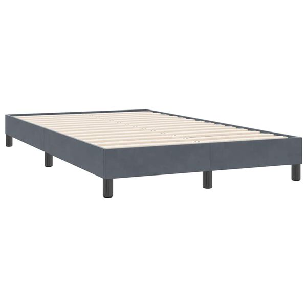 vidaXL Pat box spring cu saltea, gri &icirc;nchis, 120x220 cm, catifea