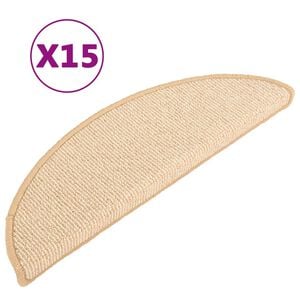 vidaXL Covorașe pentru scări, 15 buc., 56x17x3 cm, semirotunde, crem