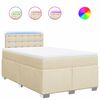 vidaXL Pat box spring cu saltea, crem, 120x200 cm, textil