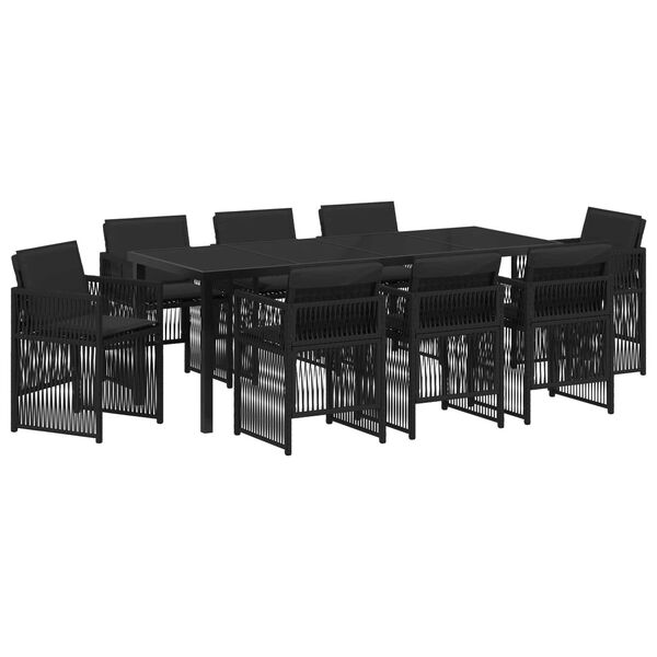 vidaXL Set de masă pentru grădină 9 pcs Negru