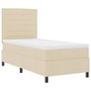 vidaXL Pat cu arcuri cu saltea cu headboard Crem 90 x 190 cm țesătură