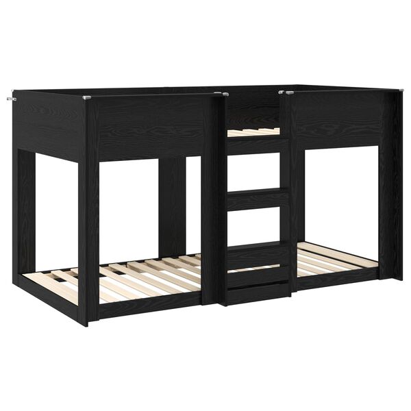 vidaXL Pat Etajat pentru Copii Stejar Negru 75 x 190 cm Lemn compozit