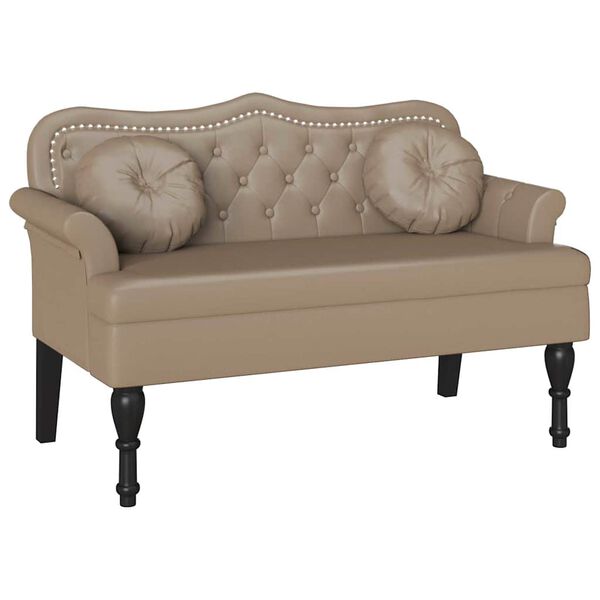 vidaXL Bancă Chesterfield cu pernă Cappuccino 120.5 x 65 x 75 cm
