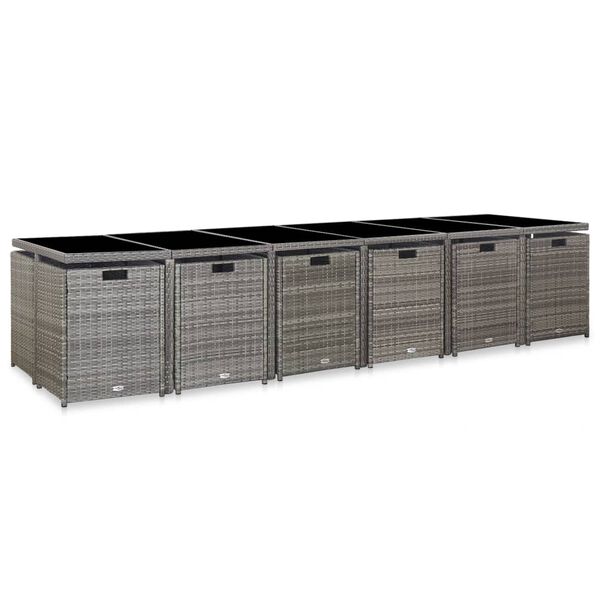 vidaXL Set mobilier de exterior cu perne, 17 piese, gri, poliratan