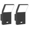vidaXL Lămpi exterioare de perete cu LED/senzor 2 buc. negru aluminiu
