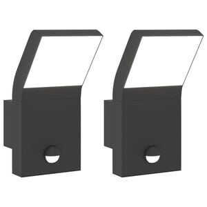 vidaXL Lămpi exterioare de perete cu LED/senzor 2 buc. negru aluminiu