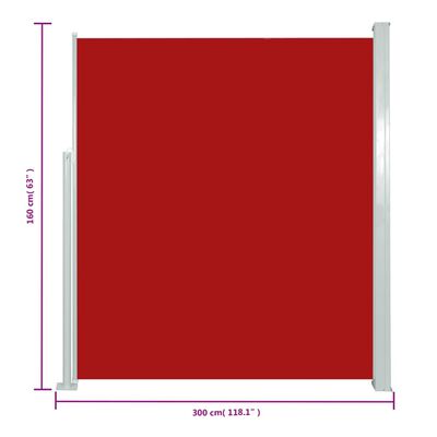 vidaXL Copertină laterală retractabilă de terasă, roșu, 160x300 cm