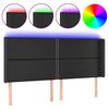 vidaXL Tăblie de pat cu LED, negru, 203x16x118/128 cm, piele ecologică