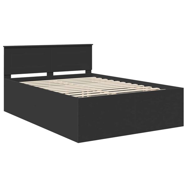 vidaXL Cadru de pat cu headboard Negru 160 x 200 cm Lemn compozit