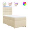 vidaXL Pat box spring cu saltea, crem, 100x200 cm, textil