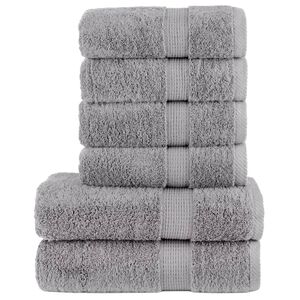 vidaXL Set de prosoape premium SOLUND, 6 piese, gri, 600 g/m&sup2;