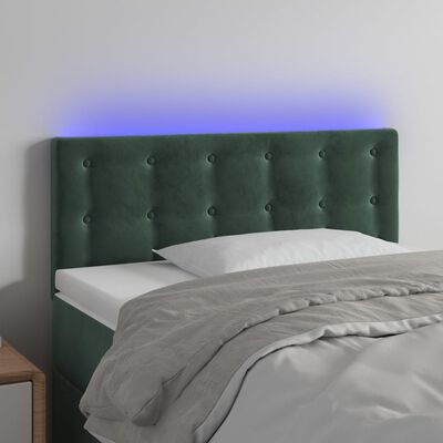 vidaXL Tăblie de pat cu LED, verde închis, 80x5x78/88 cm, catifea