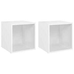 vidaXL Comode TV, 2 buc., alb, 37x35x37 cm, PAL