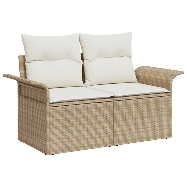 vidaXL Set de canapele pentru grădină cu pernă 4 pcs Bej Rattan poli