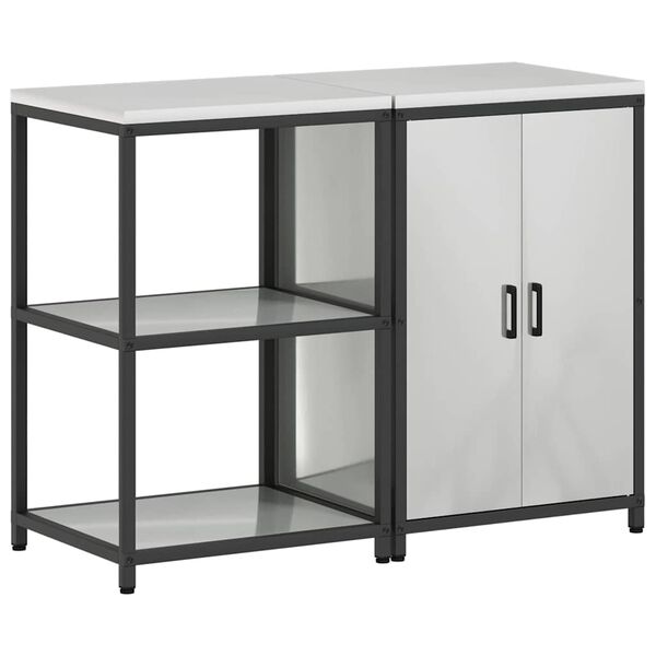 vidaXL Set de depozitare pentru bucătărie cu raft 2 pcs Argintiu