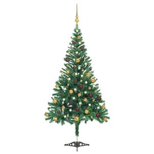 vidaXL Brad de Crăciun pre-iluminat cu set globuri, 210 cm, 910 ramuri