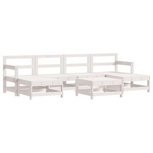 vidaXL Set mobilier de grădină, 7 piese, alb, lemn masiv de pin