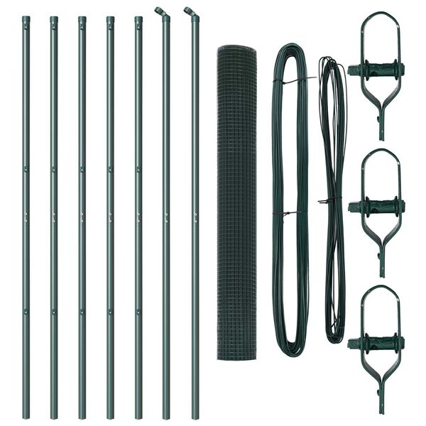 vidaXL St&acirc;lp de gard. Verde 10 x 1,4 m (25 x 25 mm plasă) Oțel și PVC