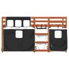 vidaXL Pat supraetajat de copii perdele, alb/negru, 75x190 cm lemn pin