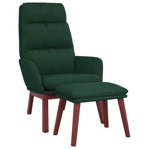 vidaXL Scaun de relaxare cu taburet, verde &icirc;nchis, catifea