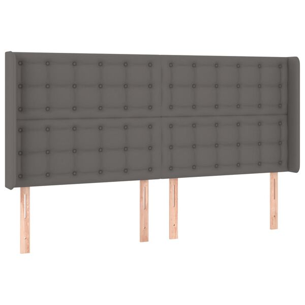 vidaXL Tăblie de pat cu aripioare, gri, 183x16x118/128 cm piele eco