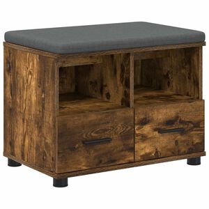 vidaXL Bancă pentru hol cu pernă Stejar fumuriu 60 x 38 x 46 cm