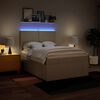 vidaXL Pat box spring cu saltea, crem, 140x200 cm, textil