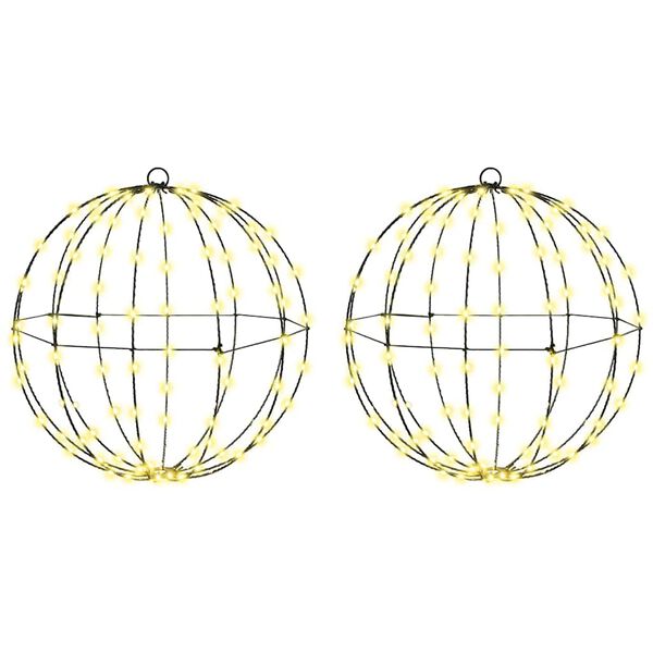 vidaXL Bola cu 192 LED 2 pcs Alb cald 40 x 40 x 43,5 cm Metal