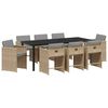 vidaXL Set de masă pentru grădină 9 pcs Bej poliratan