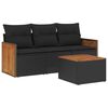 vidaXL Set mobilier de grădină cu perne, 4 piese, negru, poliratan