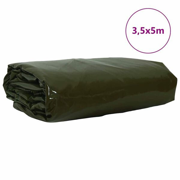 vidaXL P&acirc;nză 650g / m&sup2; Verde măsliniu 3,5 x 5 m P&acirc;nză cu acoperire PVC