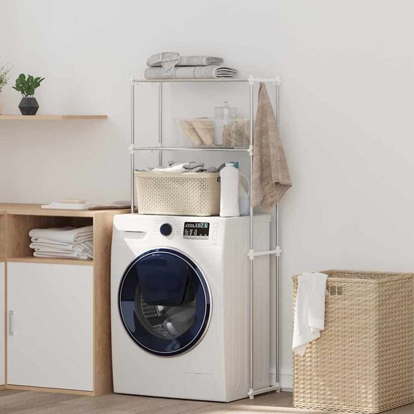 vidaXL Raft pentru mașină de spălat Alb 70 x 27 x 136 cm Aluminiu