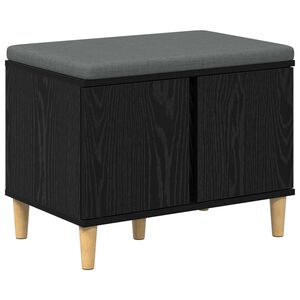 vidaXL Bancă pentru hol cu pernă cu ușă Stejar Negru 60 x 38 x 46 cm