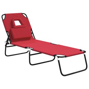 vidaXL Șezlong pliabil roșu țesătură Oxford&oțel vopsit electrostatic