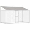 vidaXL Cușcă pentru c&acirc;ini cu acoperiș Argintiu 400 x 200 x 256 cm