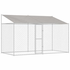 vidaXL Cușcă pentru c&acirc;ini cu acoperiș Argintiu 400 x 200 x 256 cm