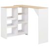 vidaXL Masă de bar cu raft mobil, alb, 138x39x110 cm