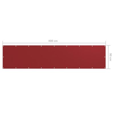 vidaXL Paravan de balcon, roșu, 90 x 400 cm, țesătură oxford