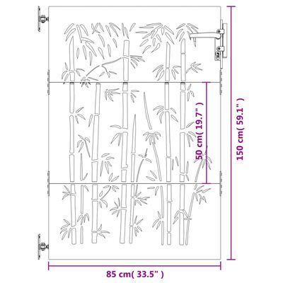 vidaXL Poartă pentru grădină, 85x150 cm, oțel corten, model bambus