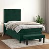 vidaXL Pat box spring cu saltea, verde &icirc;nchis, 80x200 cm, catifea