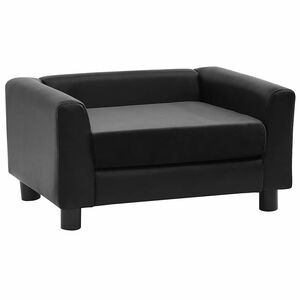 vidaXL Canapea pentru c&acirc;ini, negru, 60x43x30 cm pluș & piele ecologică