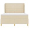 vidaXL Pat cu arcuri cu saltea cu headboard Crem 190 x 140 cm țesătură