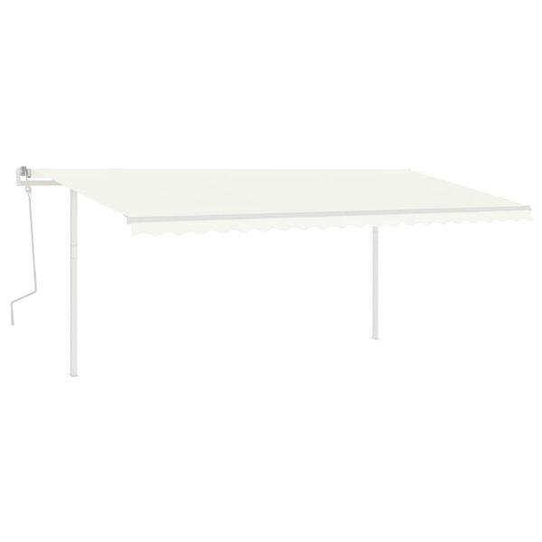 vidaXL Copertină retractabilă manual, cu LED, crem, 5x3,5 m