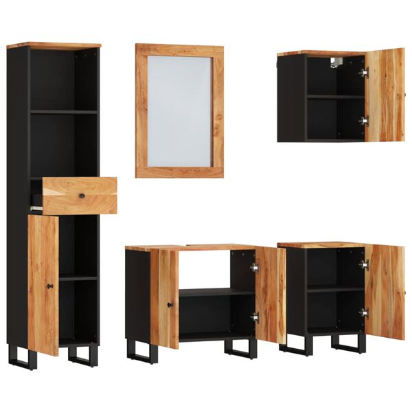 vidaXL Set mobilier de baie, 5 piese, lemn masiv de acacia